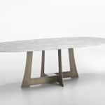 Table de repas ovale en marbre calacatta or signée Umberto Asnago. Vente en ligne de luxueuses tables design made in italy. Livraison gratuite.