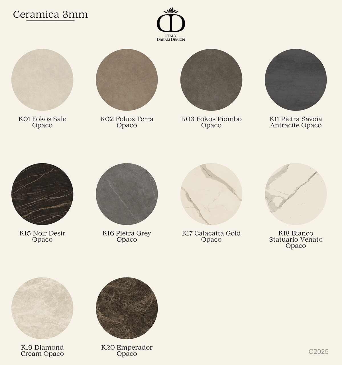 Palette de finitions céramiques pour personnaliser plateaux de table et tables basses - Italy Dream Design
