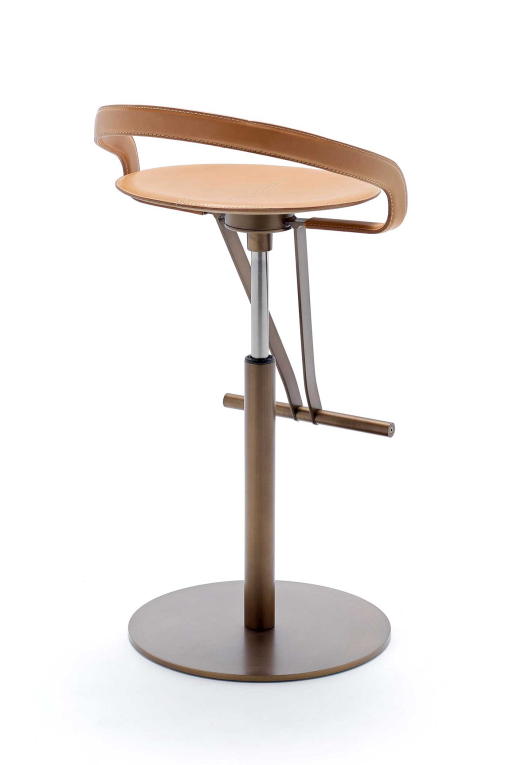 Cayman steel and leather bar stool