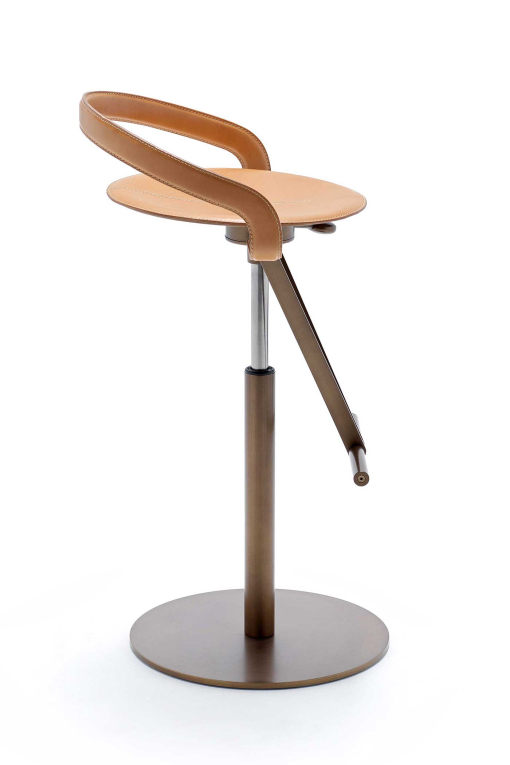 Cayman steel and leather bar stool