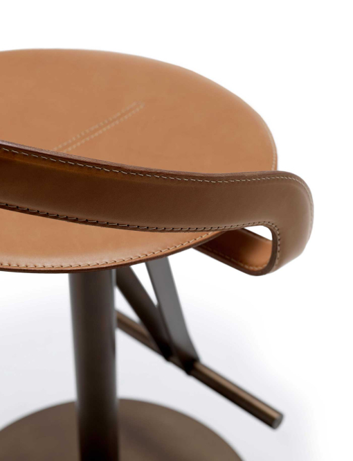 Cayman steel and leather bar stool