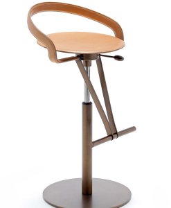 Cayman steel and leather bar stool