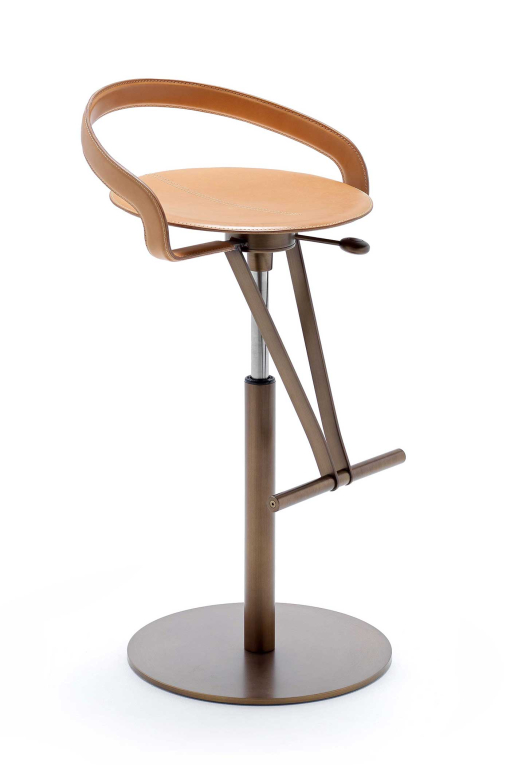 Cayman steel and leather bar stool