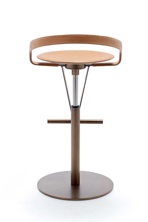 Cayman steel and leather bar stool