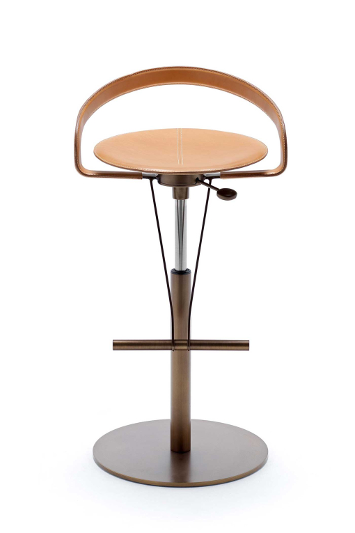 Cayman steel and leather bar stool