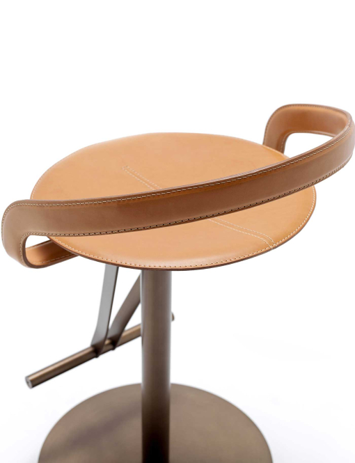 Cayman steel and leather bar stool