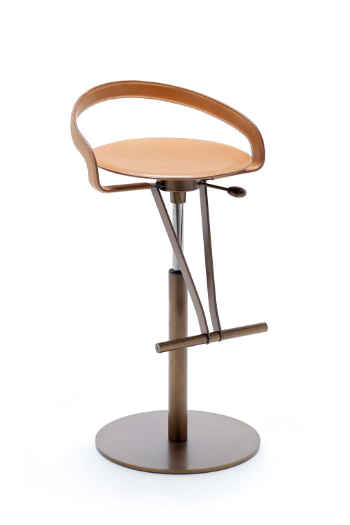 Cayman steel and leather bar stool