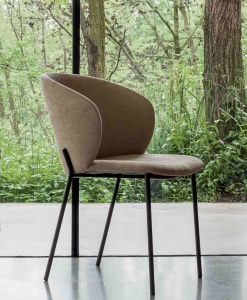 Poltroncina Clo - struttura in metallo finitura bronzo goffrato - rivestimento in tessuto Yucatan finitura lino