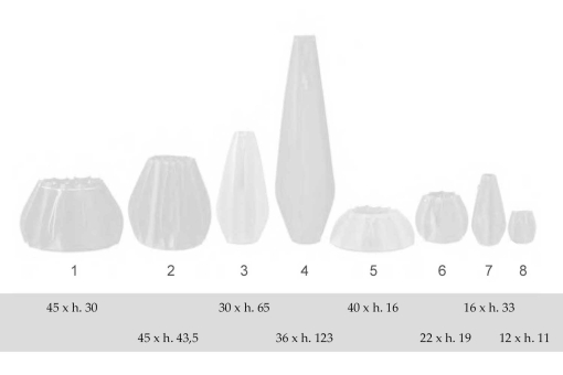 Vasi decorativi in pelle Eva - schema delle dimensioni disponibili