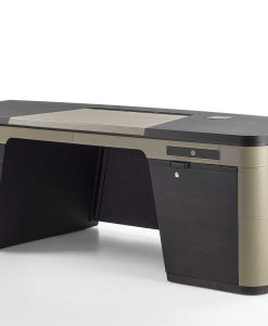 Flavio executive desk in Canaletta walnut stained wenge and leather