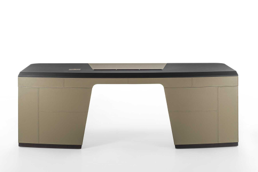 Flavio executive desk in Canaletta walnut stained wenge and leather