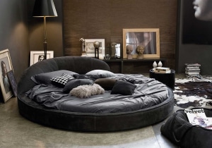 Lit rond Jazz habillé de cuir