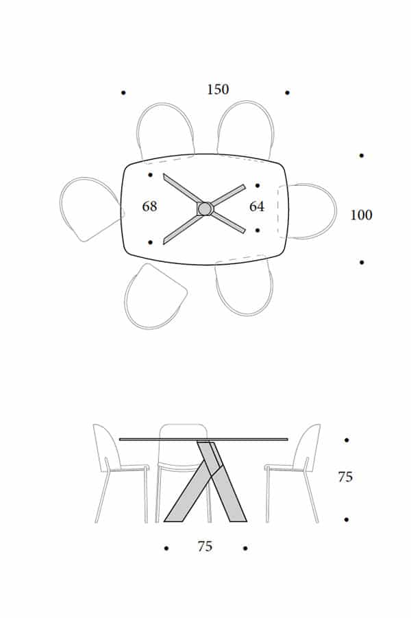Maori Dining Table in Wood and Ceramic – dimensions