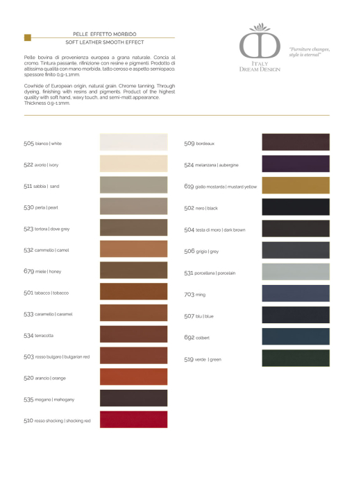 Soft leather colour palette
