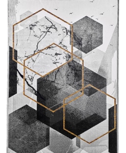 Tappeto Gabrielle 807X/Q13 esagoni grigio e oro