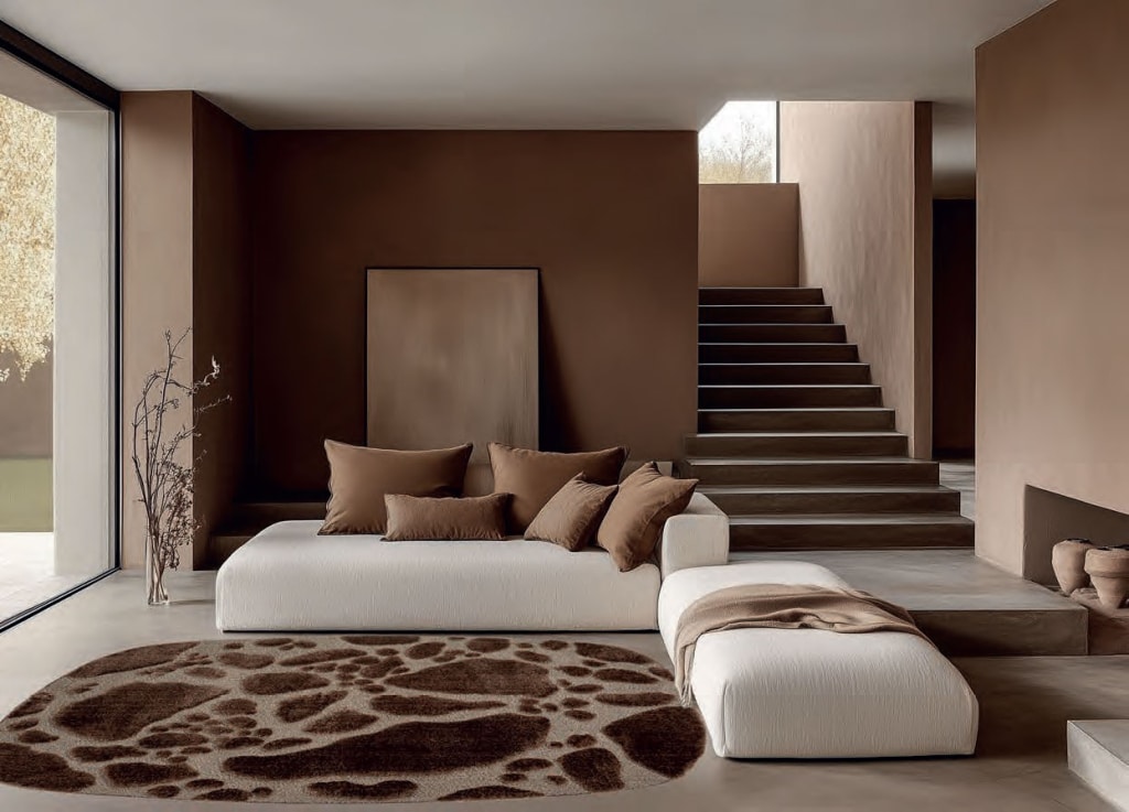 Tappeto di design neutro in soggiorno contemporaneo – Italy Dream Design